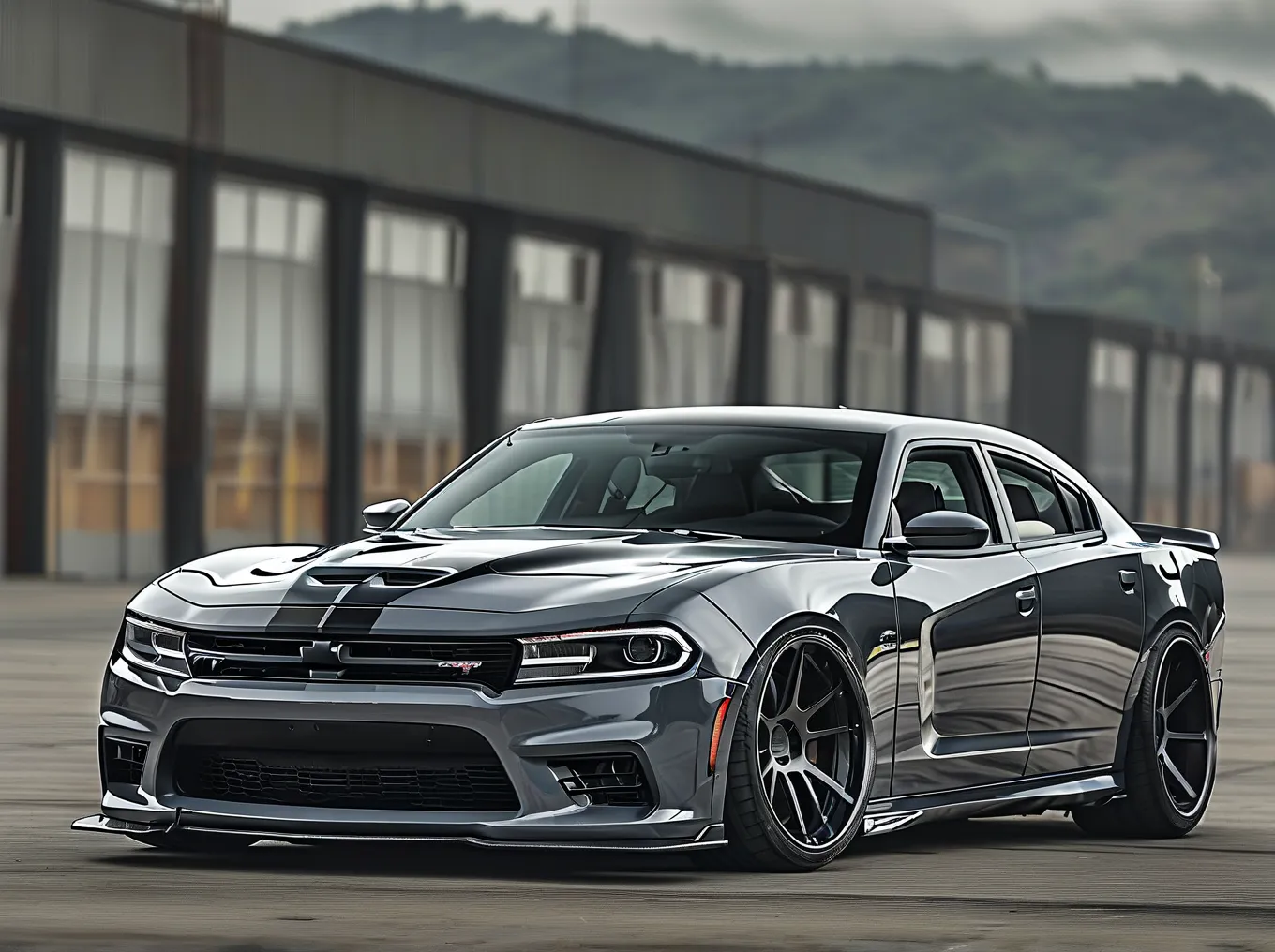 Hellcat Charger Grey - High-Performance Muscle Car Power